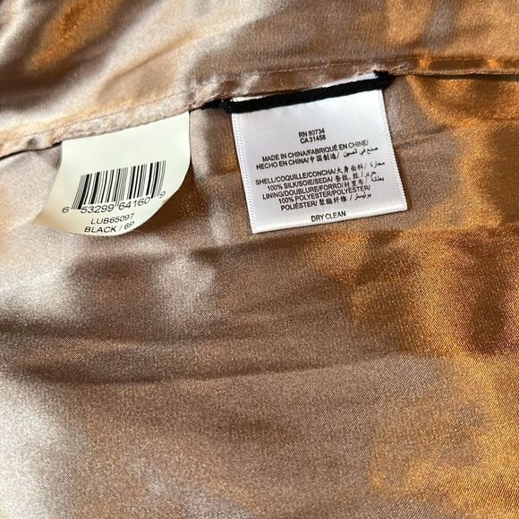 BCBGMaxAzria Black Silk Gown Dress Strapless Ruche Pleated Empire Waist 6 Petite - Picture 10 of 13